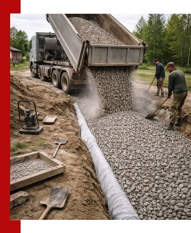 Гравий для дренажа с доставкой в Сургуте качественный и недорогой