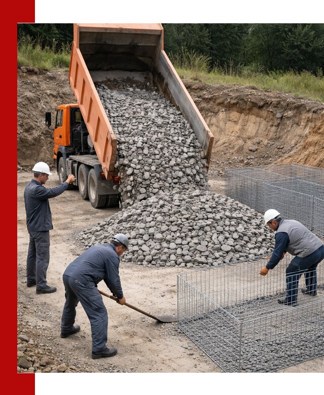 Камень для габионов с доставкой в Сургуте быстро и надёжно