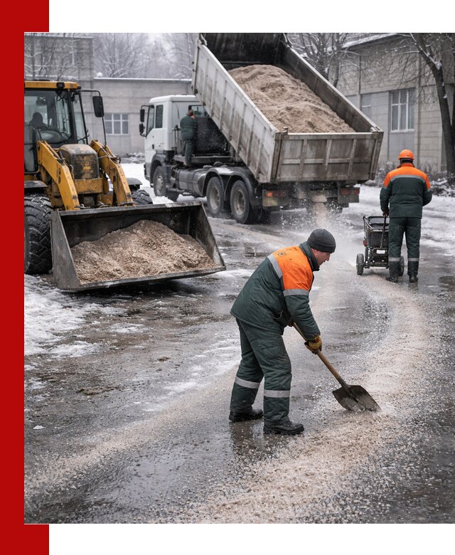 Реагент против гололеда с доставкой и нанесением в Сургуте