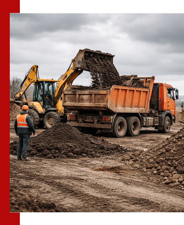 Вывоз грунта и строительного мусора в Сургуте грузовыми самосвалами