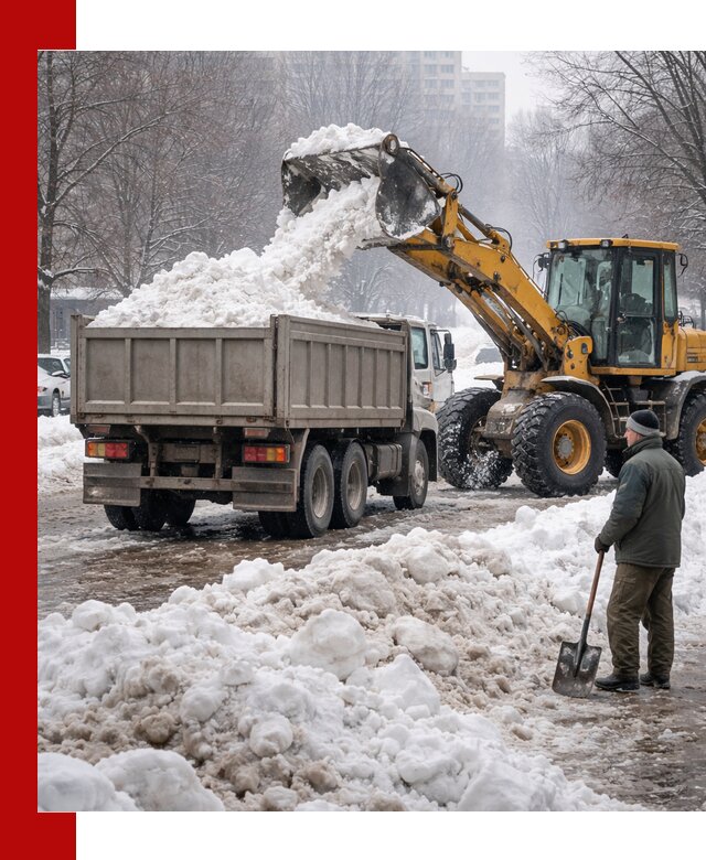 Вывоз снега грузовой техникой в Сургуте оперативно и чисто