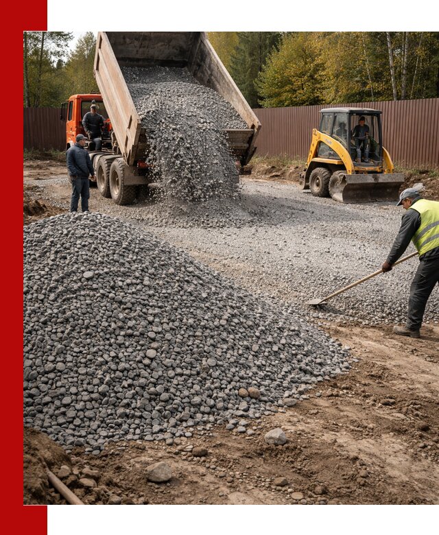 Отсыпка участка щебнем с доставкой и уплотнением в Сургуте